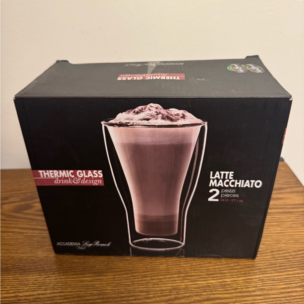 NWT Luigi Bormioli Thermic Double Wall Latte Macchiato Glasses - Set of 2